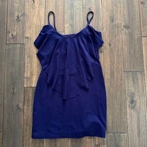 Susana Monaco Blue Ruffle Spaghetti Strap Bodycon Mini Dress M